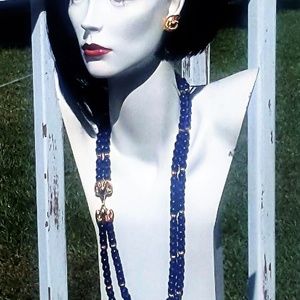 VTG Kenneth J Lane Lapis Rams Head NKL & Earrings